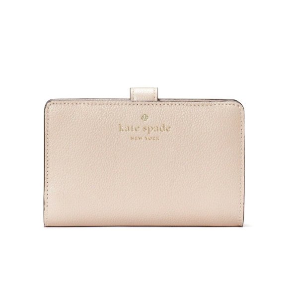 New Kate Spade Elsie Medium Compact Bifold Wallet Leather Warm Beige - Picture 1 of 3